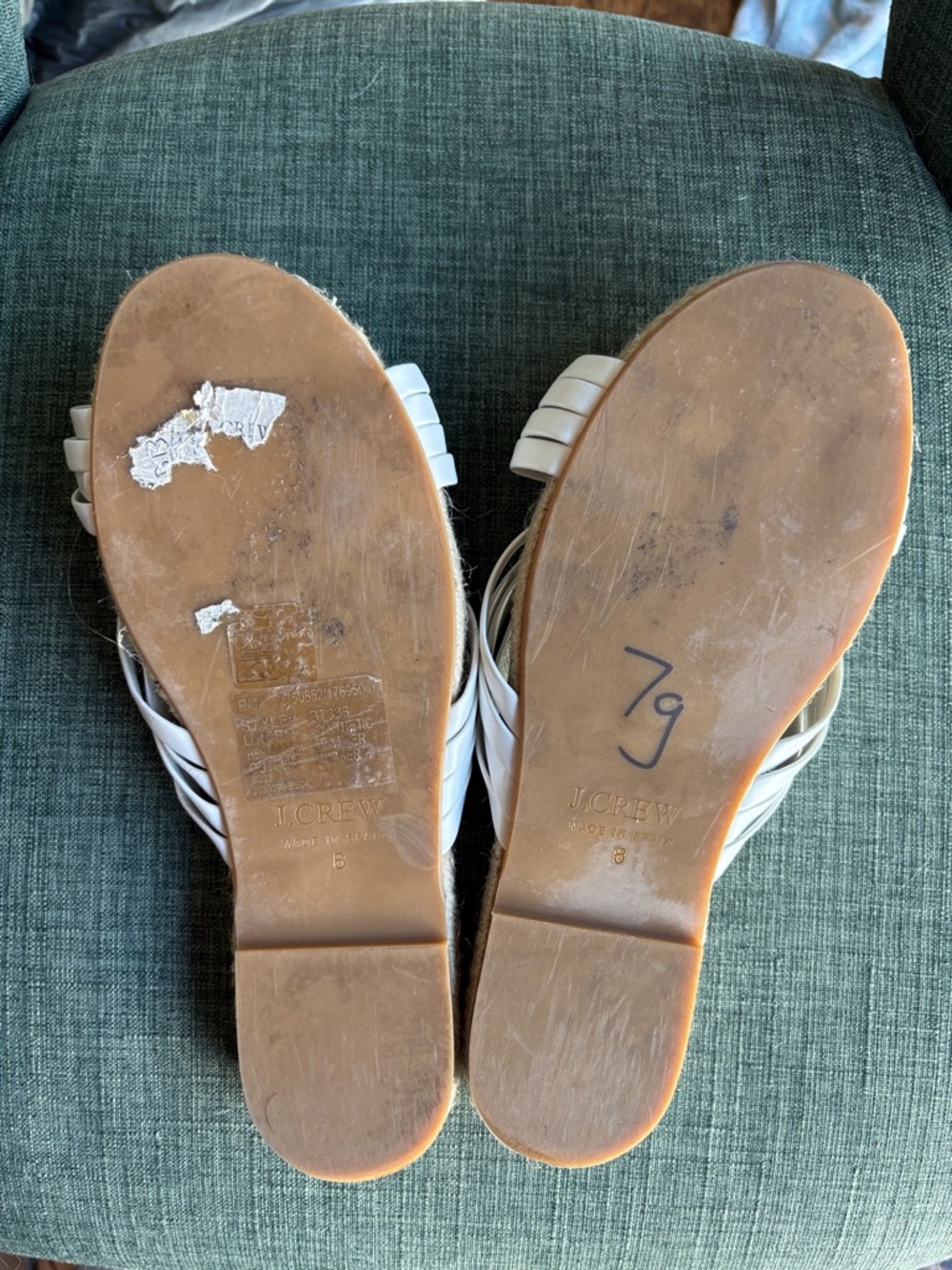 J. Crew women’s White Knotted Espadrille summer Slides Size 8 worn once EUC! - Picture 12 of 14